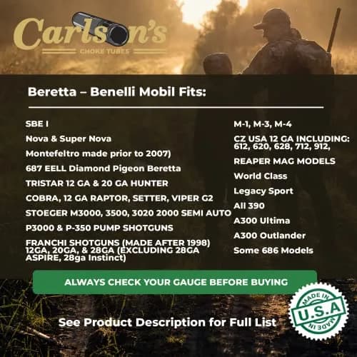 Carlson's Choke Tubes 20 Gauge Compatible for Beretta Benelli Mobil [ Improved Modified | 0.595 Diameter ] Blued Steel | Made in USA thumbnail 2