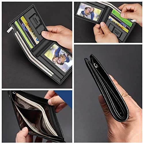 LAORENTOU Genuine Leather Bifold Wallet for Men | Slim Design with Zipper Coin Pocket thumbnail 5