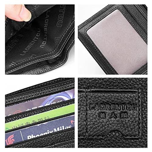 LAORENTOU Men's Genuine Leather Bifold Wallet with Zipper Coin Pocket | Dark Brown, 11.7cm (4.6in) thumbnail 4