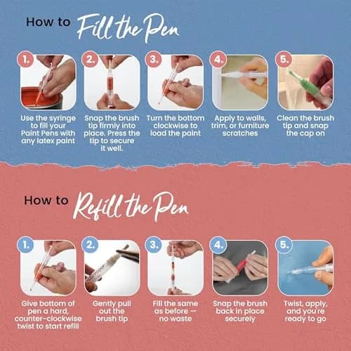 Slobproof Refillable Touch-Up Paint Pen 50ml (1.7 Fl Oz) 5-Pack | Precision Brush Tip for Walls & Furniture thumbnail 5