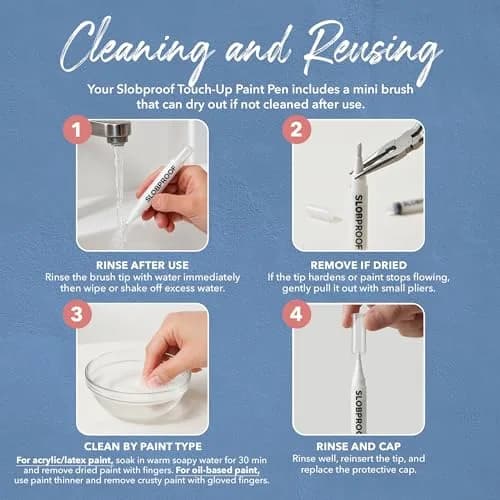 Slobproof Refillable Touch-Up Paint Pen 50ml (1.7 Fl Oz) 5-Pack | Precision Brush Tip for Walls & Furniture thumbnail 7