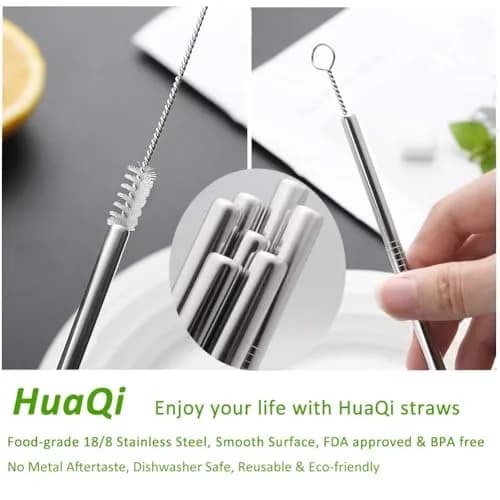 HuaQi Stainless Steel Drinking Straws 10.5'' | Reusable & Eco-Friendly (70-120 chars) thumbnail 5