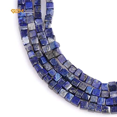 GEM-INSIDE CREATE YOUR OWN FASHION Lapis Lazuli Gemstone Beads 4mm Square | Natural Energy Power Beads for Jewelry Making thumbnail 4