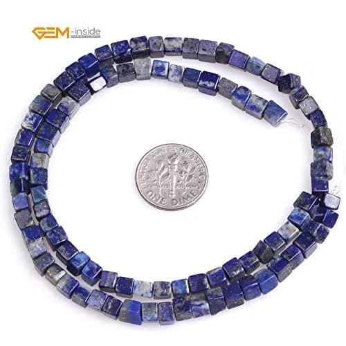 GEM-INSIDE CREATE YOUR OWN FASHION Lapis Lazuli Gemstone Beads 4mm Square | Natural Energy Power Beads for Jewelry Making thumbnail 6
