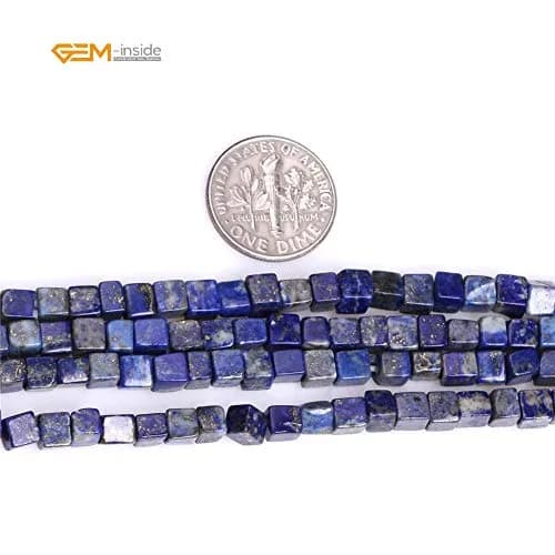 GEM-INSIDE CREATE YOUR OWN FASHION Lapis Lazuli Gemstone Beads 4mm Square | Natural Energy Power Beads for Jewelry Making thumbnail 2