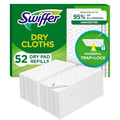 Swiffer Sweeper Dry Sweeping Pad Refills, 52 Count (1.1 kg) | Traps & Locks Dirt, Hair, Pet Dander thumbnail 1
