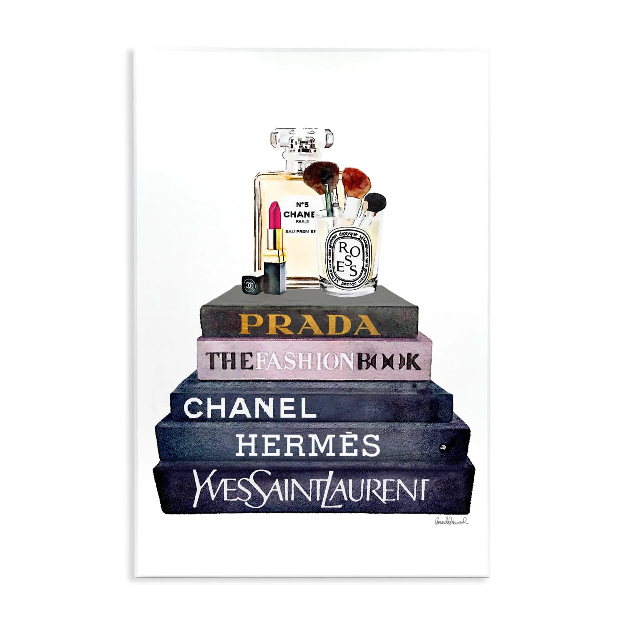 Stupell Industries Wall Plaque Art Glam Fashion Books | Ready to Hang, 15"L x 10"W, Made in USA - main product image
