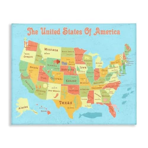 Stupell Industries USA Kids Map Comic Canvas Wall Art 30"L x 24"W | Ready to Hang, Made in USA thumbnail 1