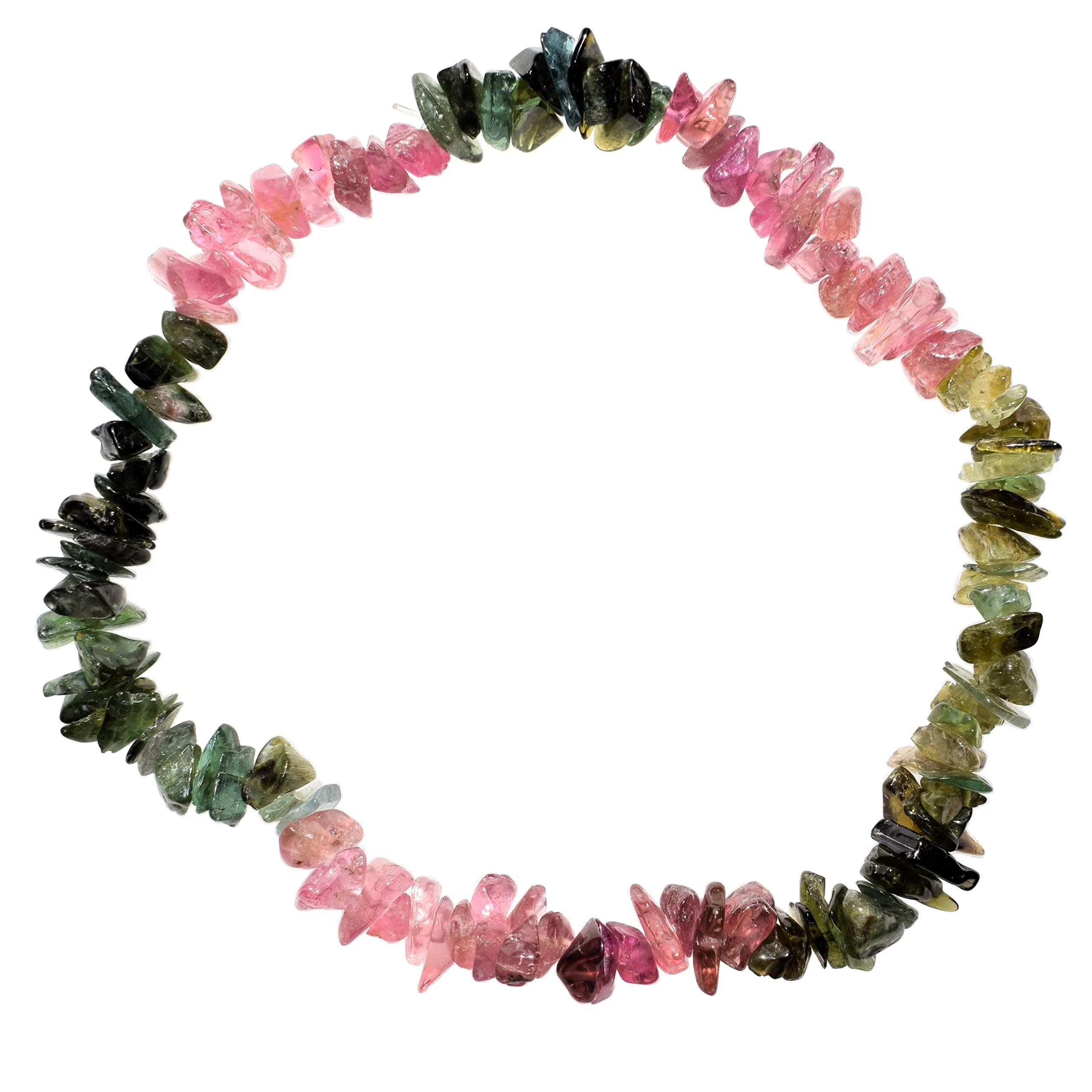 Zenergy Gems Black Tourmaline Crystal Chip Bracelet 7" | Psychic Protection & Healing Energy — Rainbow Tourmaline