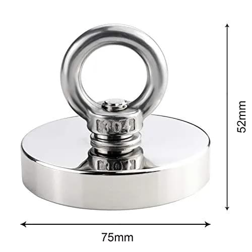 DIYMAG Fishing Magnet with Countersunk Hole 75mm (2.95") 650 LBS Pulling Force | Heavy Duty Neodymium Rare Earth Magnet for Lifting and Retrieval thumbnail 2