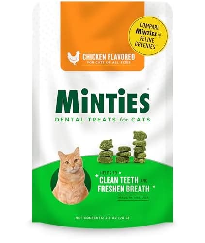 VetIQ Minties Dental Cat Treats Chicken Flavor 70.87g (2.5 Oz) | Cleans Teeth & Freshens Breath thumbnail 1