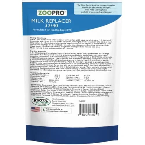 Exotic Nutrition ZooPro Milk Replacer Powder 250g (8.8 oz) | For Baby Squirrels, Rabbits, Opossums, Raccoons thumbnail 8