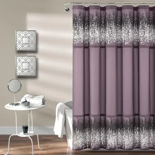 Lush Decor Shimmer Sequins Shower Curtain 70"W x 72"L Silver | Glam Bathroom Decor thumbnail 5