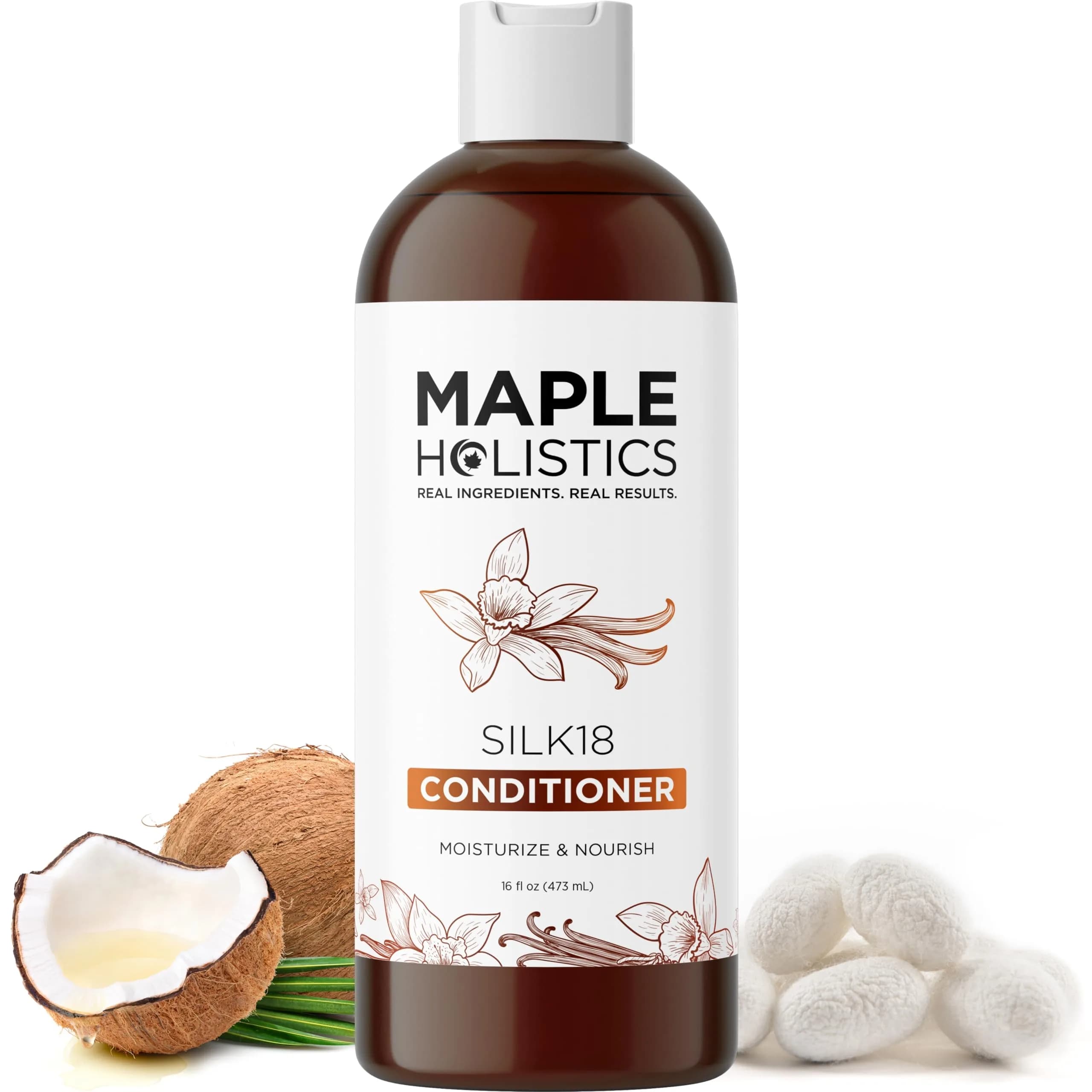 Maple Holistics Silk18 Conditioner for Damaged Hair - 473ml (16 Fl Oz) | Deeply Moisturizing for Dry, Curly, Frizzy Hair — 16 Fl Oz