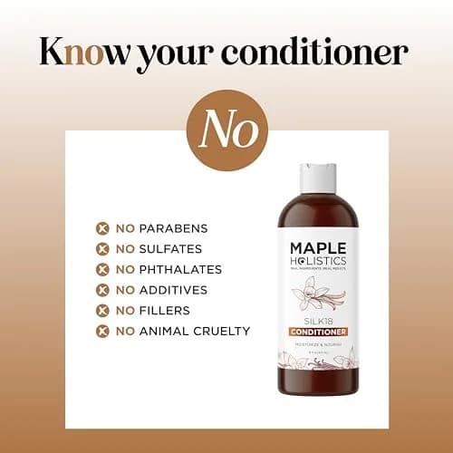 Maple Holistics Silk18 Conditioner for Damaged Hair - 473ml (16 Fl Oz) | Deeply Moisturizing for Dry, Curly, Frizzy Hair thumbnail 7