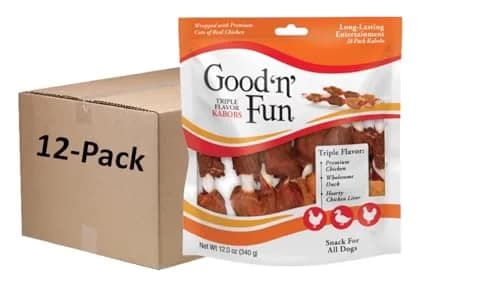 GOOD 'N' FUN Triple Flavored Rawhide Kabobs for Dogs, 144 oz (4.08 kg) | Long-Lasting Protein Chews thumbnail 1