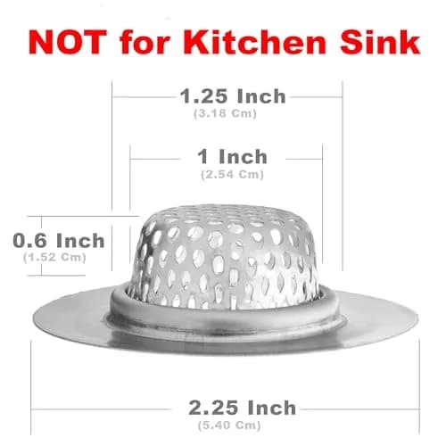Hilltop Products 2 Pack Stainless Steel Sink Strainer Basket 5.4cm (2.13") Top / 2.5cm (1") Basket, Silver | Rust-Resistant Hair Catcher for Bathroom & Utility Sinks thumbnail 2