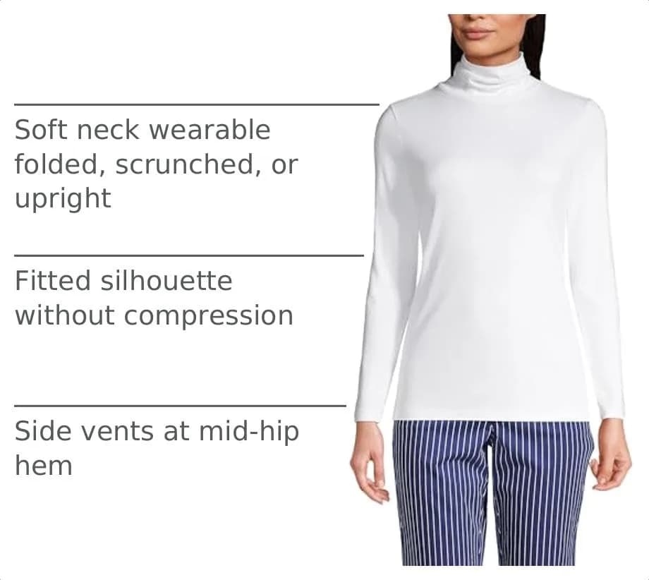 Lands' End Supima Cotton Turtleneck X-Large White | Versatile Casual & Workwear thumbnail 5