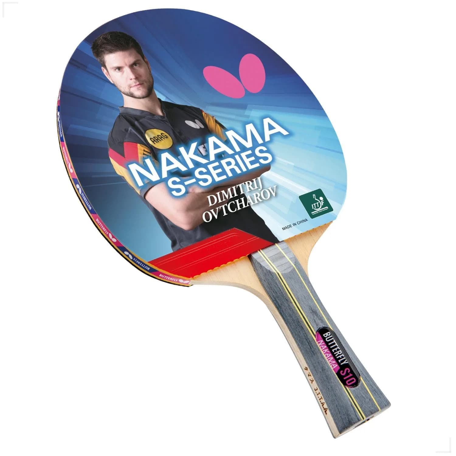 Butterfly Nakama S-1 Table Tennis Racket – Professional ITTF Approved Ping Pong Paddle with Sriver Rubber & Carbon Layers | 2-Pack — Black/Red