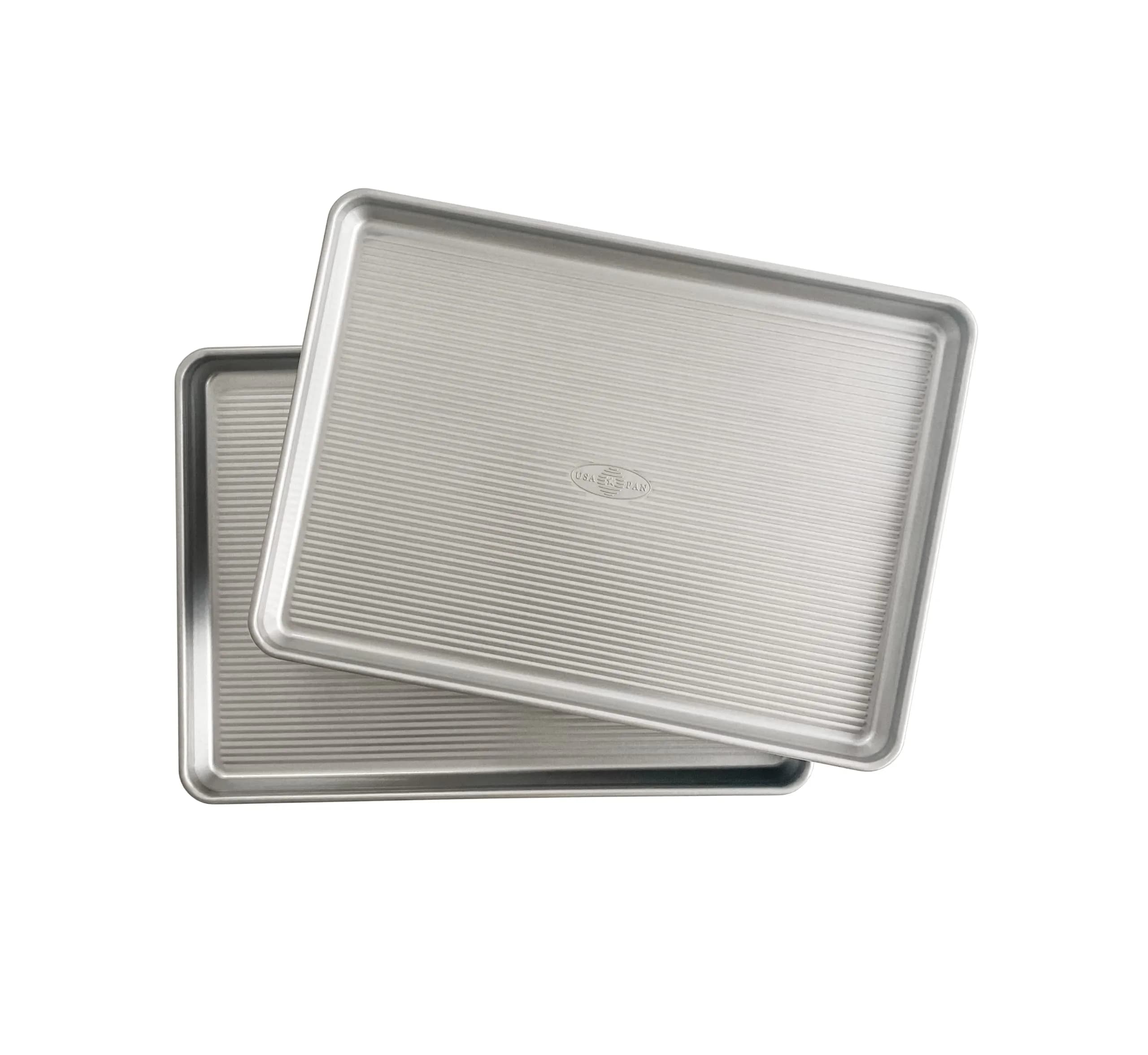 USA Pan Bakeware Half Sheet Pan Set of 2 | Aluminized Steel Baking Sheets 44.5cm x 31.1cm (17.5" x 12.25")