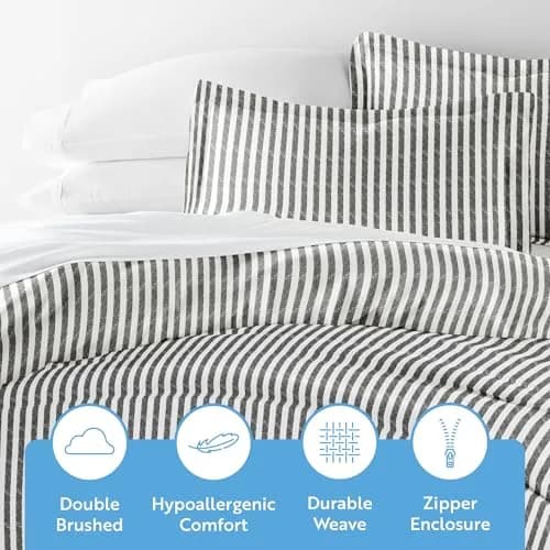 Linen Market Duvet Cover King Size (Gray) | Hotel-Like Comfort with Microfiber Breathability thumbnail 4