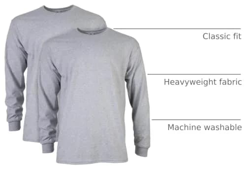 Gildan Men's Ultra Cotton Long Sleeve T-Shirt 5X-Large | Heavyweight Classic Fit for Daily Wear thumbnail 4