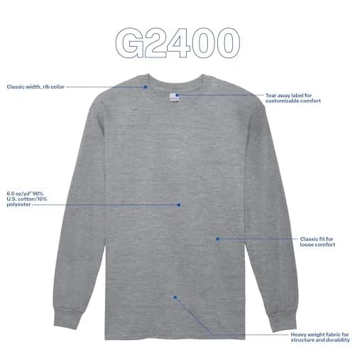 Gildan Men's Ultra Cotton Long Sleeve T-Shirt 5X-Large | Heavyweight Classic Fit for Daily Wear thumbnail 6