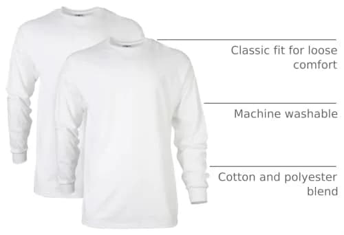 Gildan Ultra Cotton Long Sleeve T-Shirt X-Large | Classic Heavyweight Cotton for Daily Wear thumbnail 4