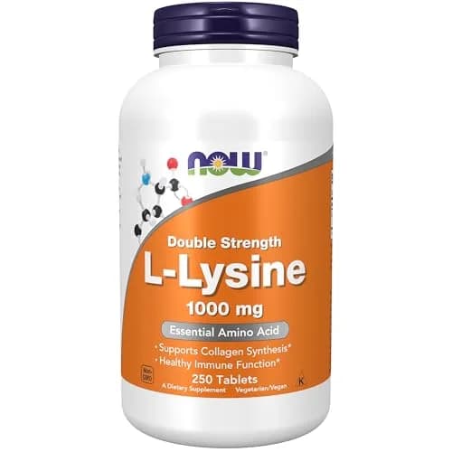 NOW Foods L-Lysine 1,000 mg Double Strength Tablets | Essential Amino Acid, 250 Count (1000 mg) thumbnail 1