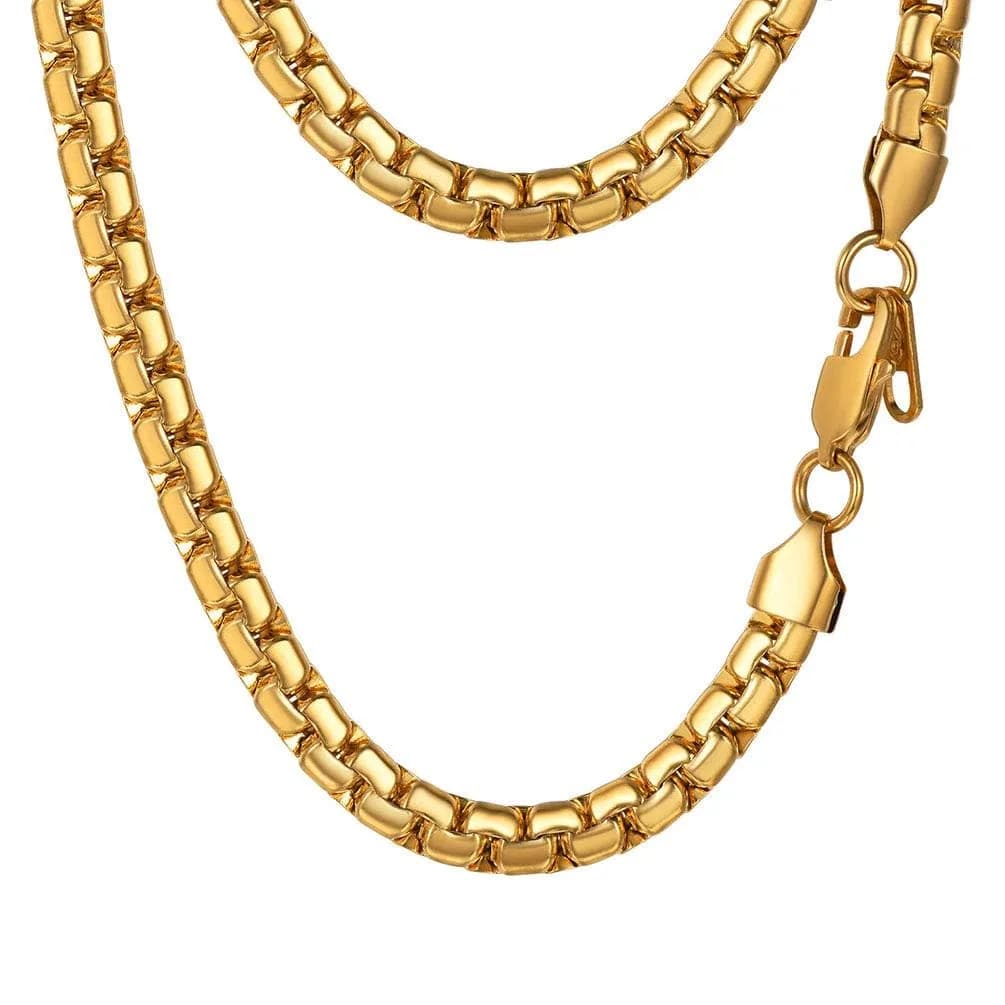 PROSTEEL Stainless Steel Flat Box Link Chain Necklace for Men 55cm (22 inch) | Hypoallergenic & Tarnish-Resistant