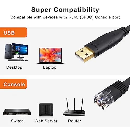 CableCreation USB Console Cable USB to RJ45 Serial Adapter, 6 FT, Black | Compatible with Cisco, NETGEAR, Windows, Linux thumbnail 3