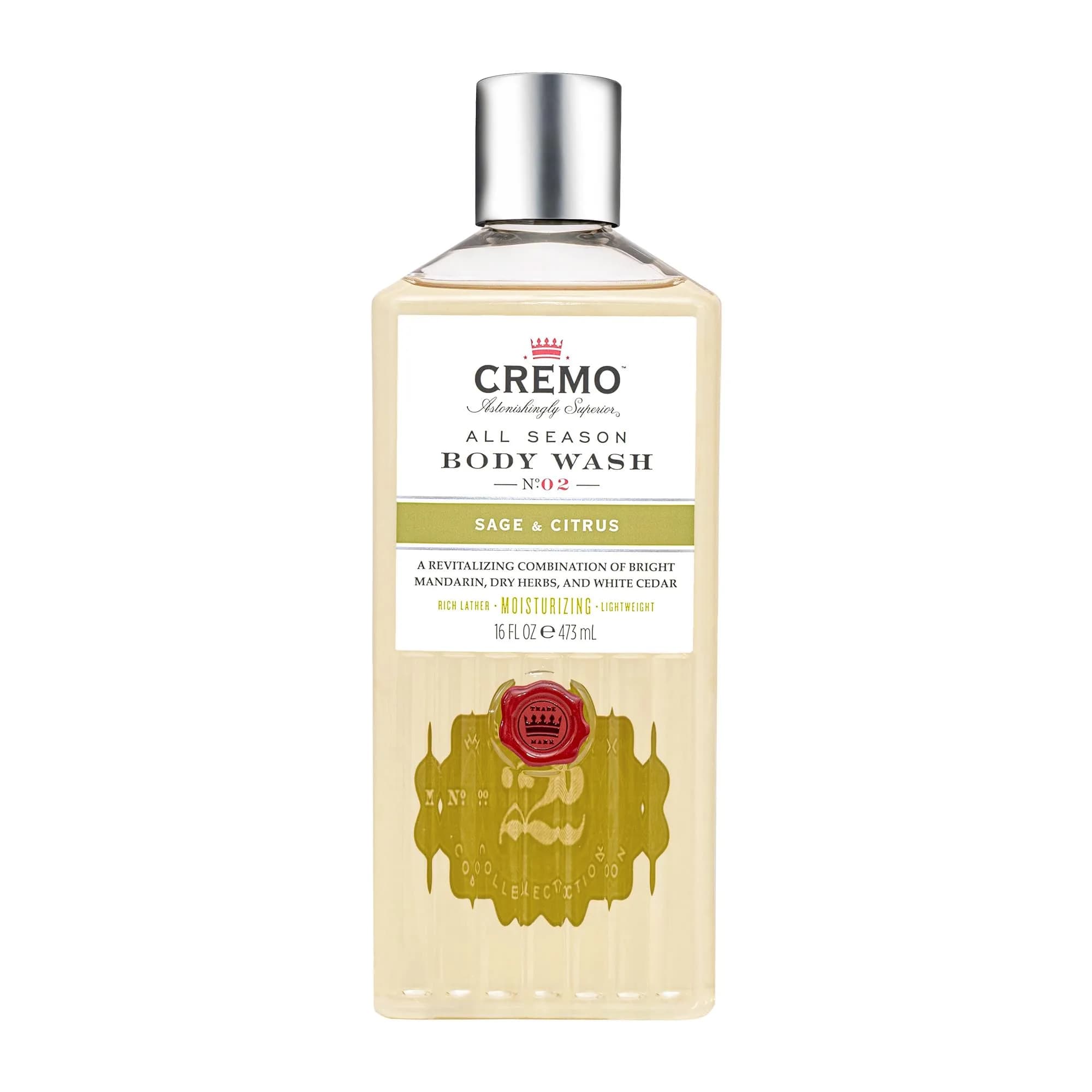 Cremo Men's Body Wash Cypress & Cedar 473ml (16 Fl Oz) | Rich Lathering Moisturizing Shower Gel — Sage & Citrus