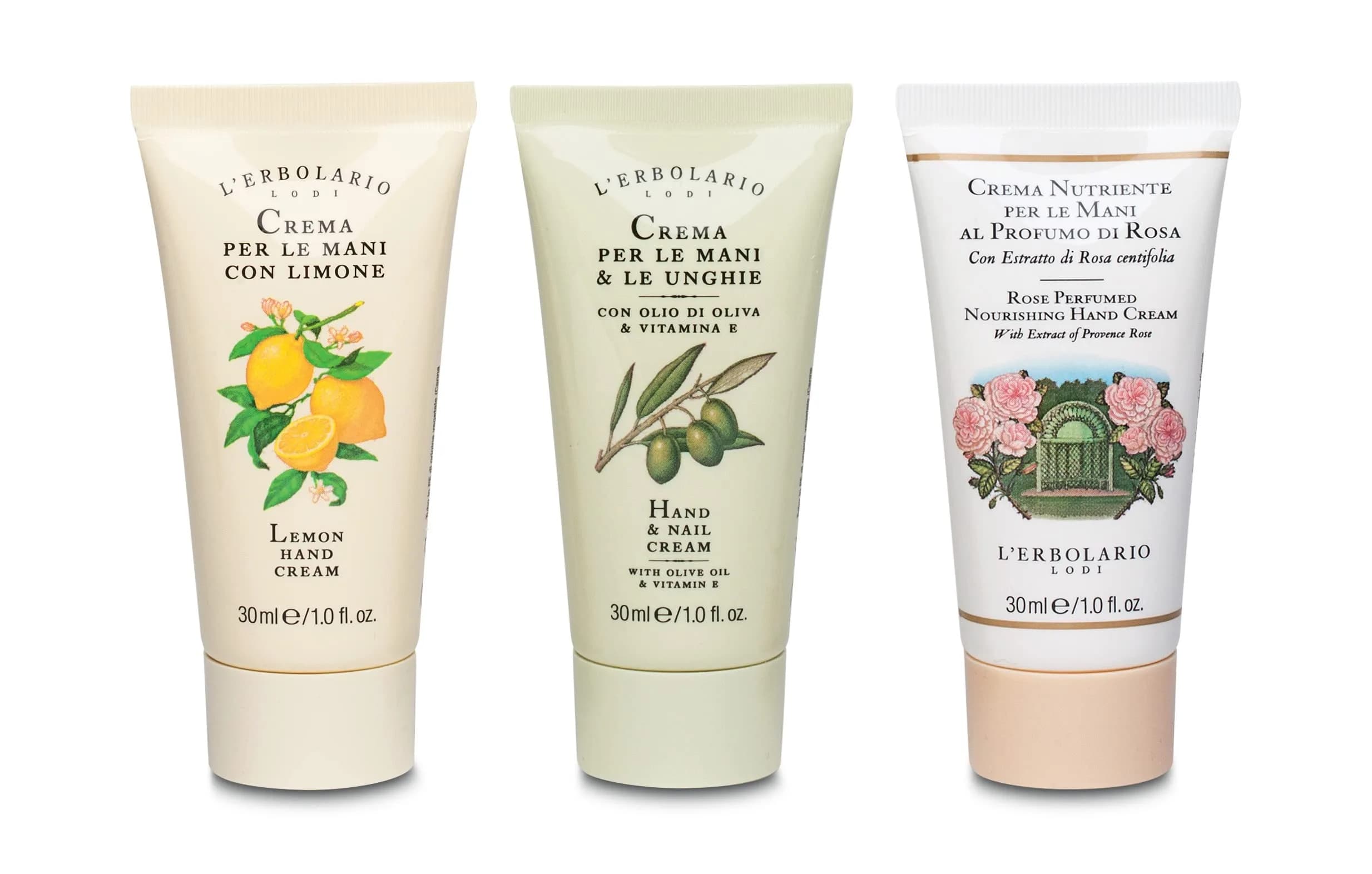L'Erbolario Hand Cream Collection 3 Pc | Olive Oil, Lemon & Rose Moisturizers for Soft Hands - main product image