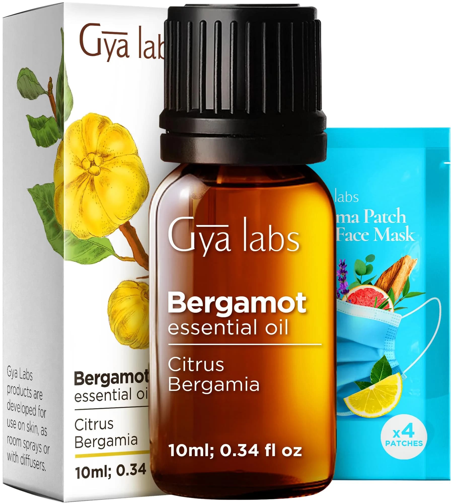 Gya Labs Bergamot Essential Oil 10ml (0.34 Fl Oz) | Pure Citrus Aroma for Diffuser & Skin