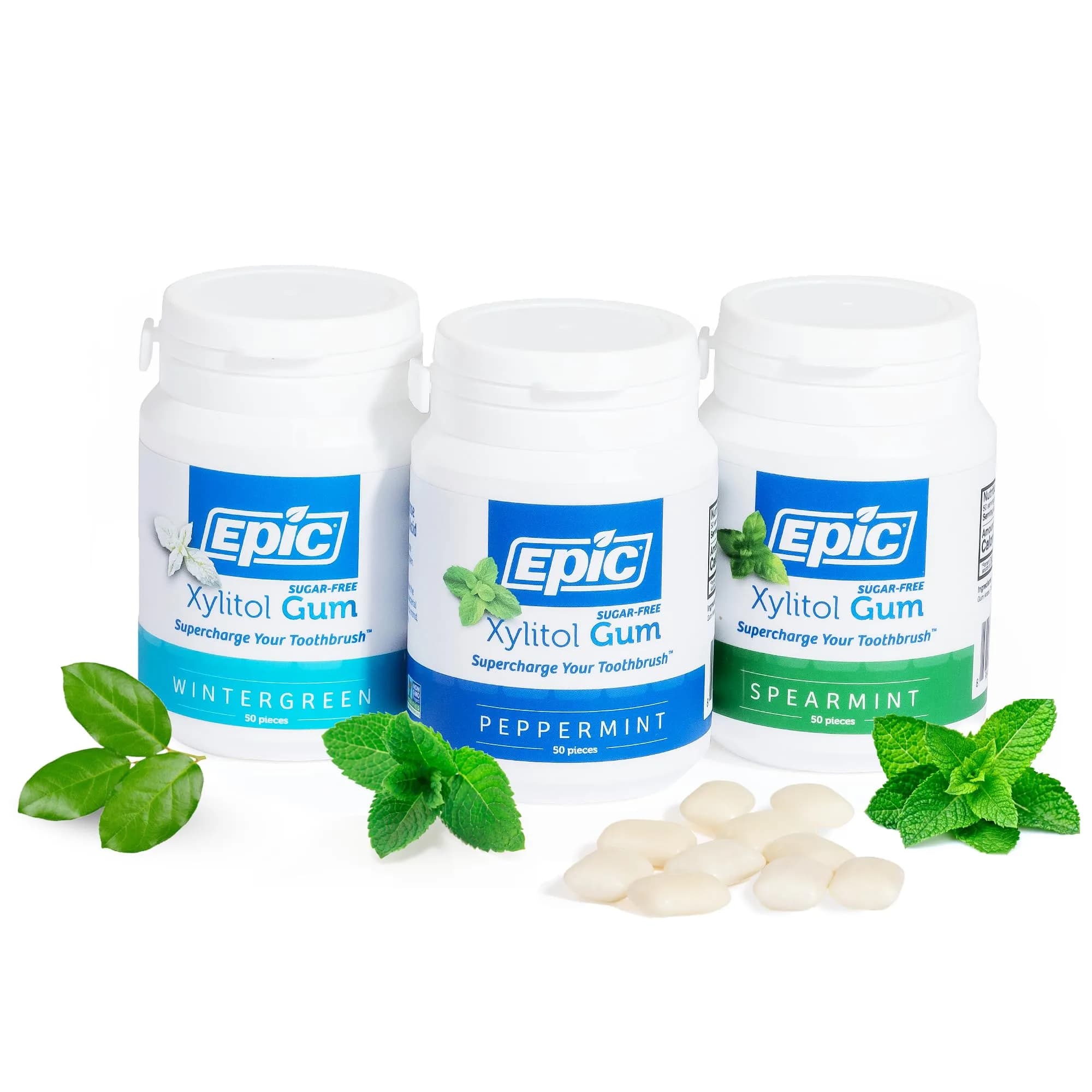 Epic Xylitol Gum Variety - Mint Pack, 150 Pieces (3-Pack) | Sugar-Free, Oral Health Support, Vegan - main product image