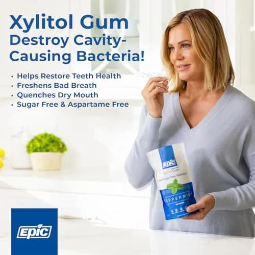 Epic Xylitol Gum Variety - Mint Pack, 150 Pieces (3-Pack) | Sugar-Free, Oral Health Support, Vegan thumbnail 2