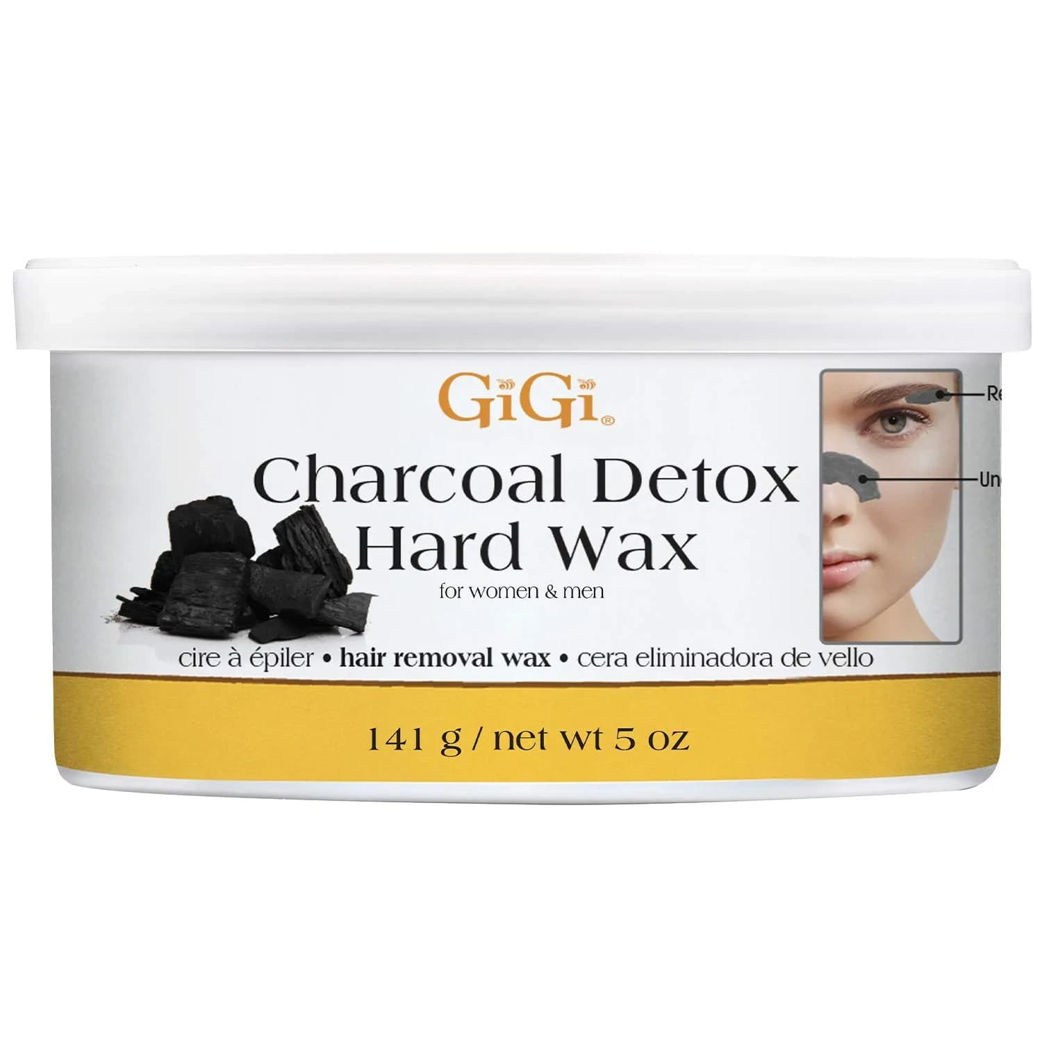 GiGi Brazilian Body Hard Wax for Hair Removal 396g (14 oz) | Non-Strip Wax for Coarse Hair — Charcoal Detox