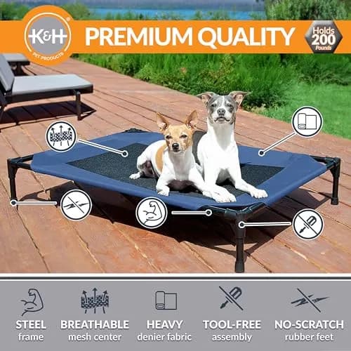 K&H Outdoor Elevated Dog Bed Cooling Raised Pet Cot 81cm x 64cm (32" x 25") | Breathable Mesh Center for All-Season Comfort thumbnail 2