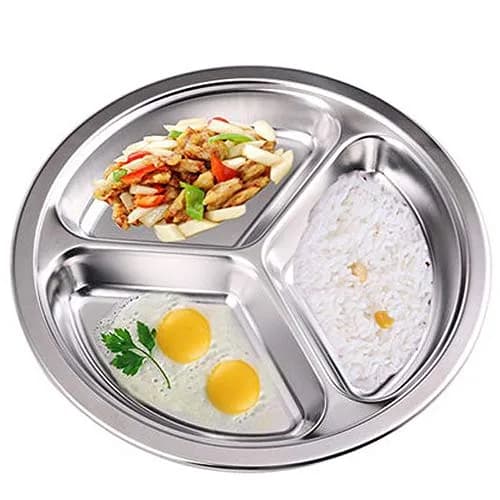 AIYoo 304 Stainless Steel Sectioned Dinner Plates Set of 2, 11 Inch (28cm) with 3 Compartments | Portion Control Metal Plates thumbnail 5