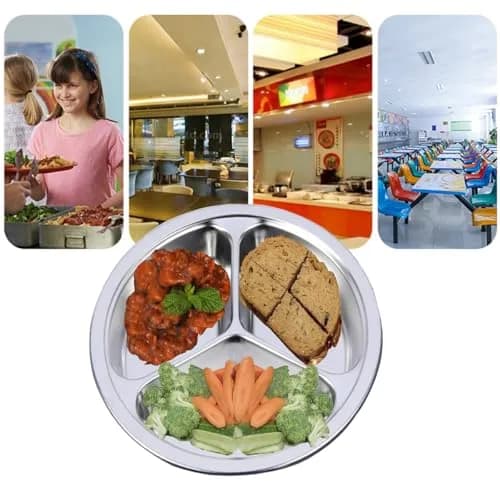AIYoo Stainless Steel Divided Plates 2 Pack 24 cm (9.5 Inch) | Portion Control Plates for Adults thumbnail 3