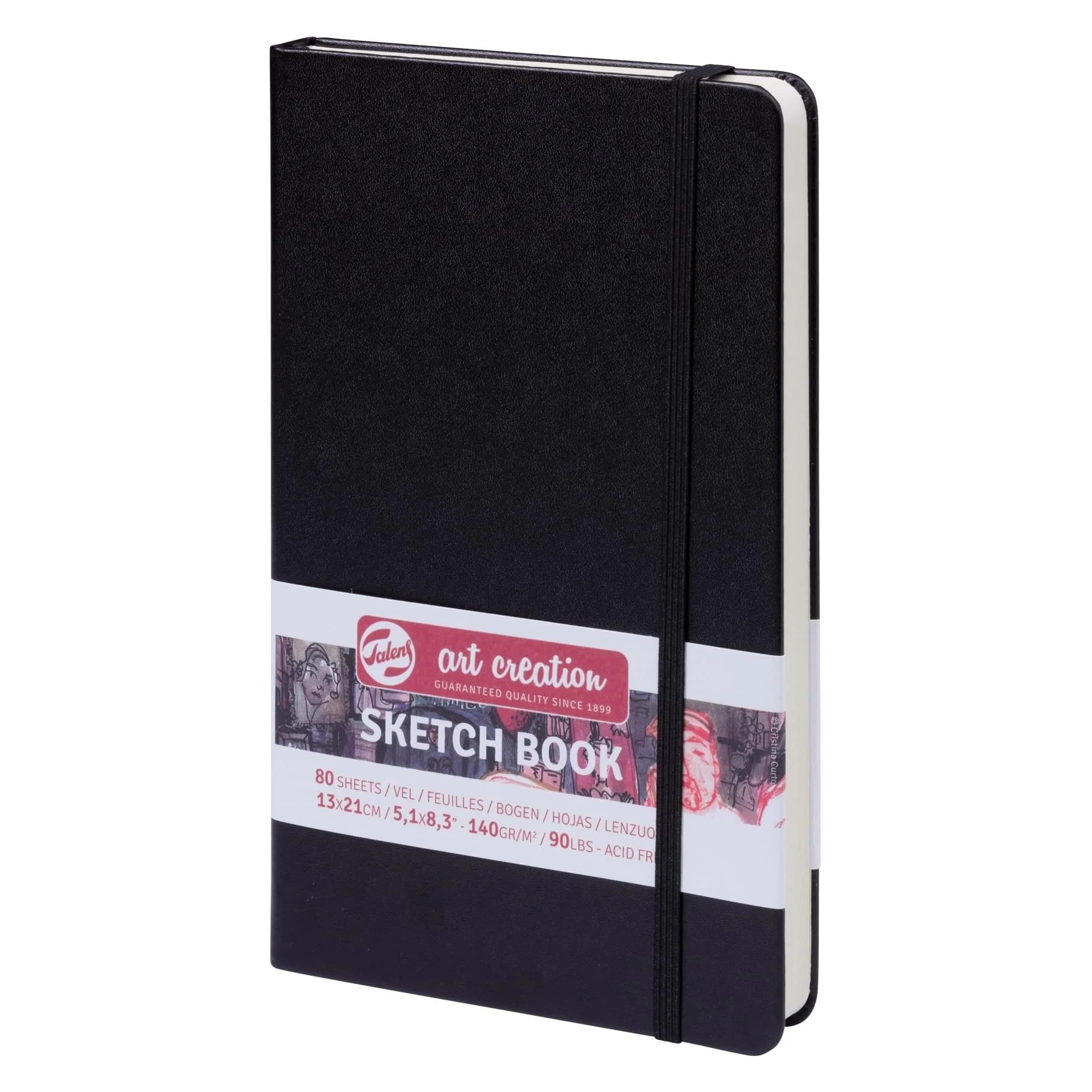 Talens Art Creation Sketchbook Black 13cm x 21cm (5.1 x 8.3 in) | 80 Sheets Acid-Free Cream Paper - main product image