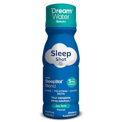 Dream Water Beauty Sleep Aid Drink Supplement; Melatonin 5mg, GABA, 5-HTP, Plus Biotin for Healthy Skin, Hair and Nails; 2.5 oz Liquid Sleep Shots, Zen Tonic 12-Count | Supports Restful Sleep & Skin thumbnail 3