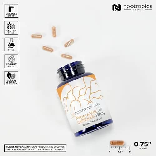 Nootropics Depot PrimaVie Shilajit Capsules | 250mg | 30 Count | Purified Extract | Supports Mitochondrial Function + Boosts Endurance thumbnail 3