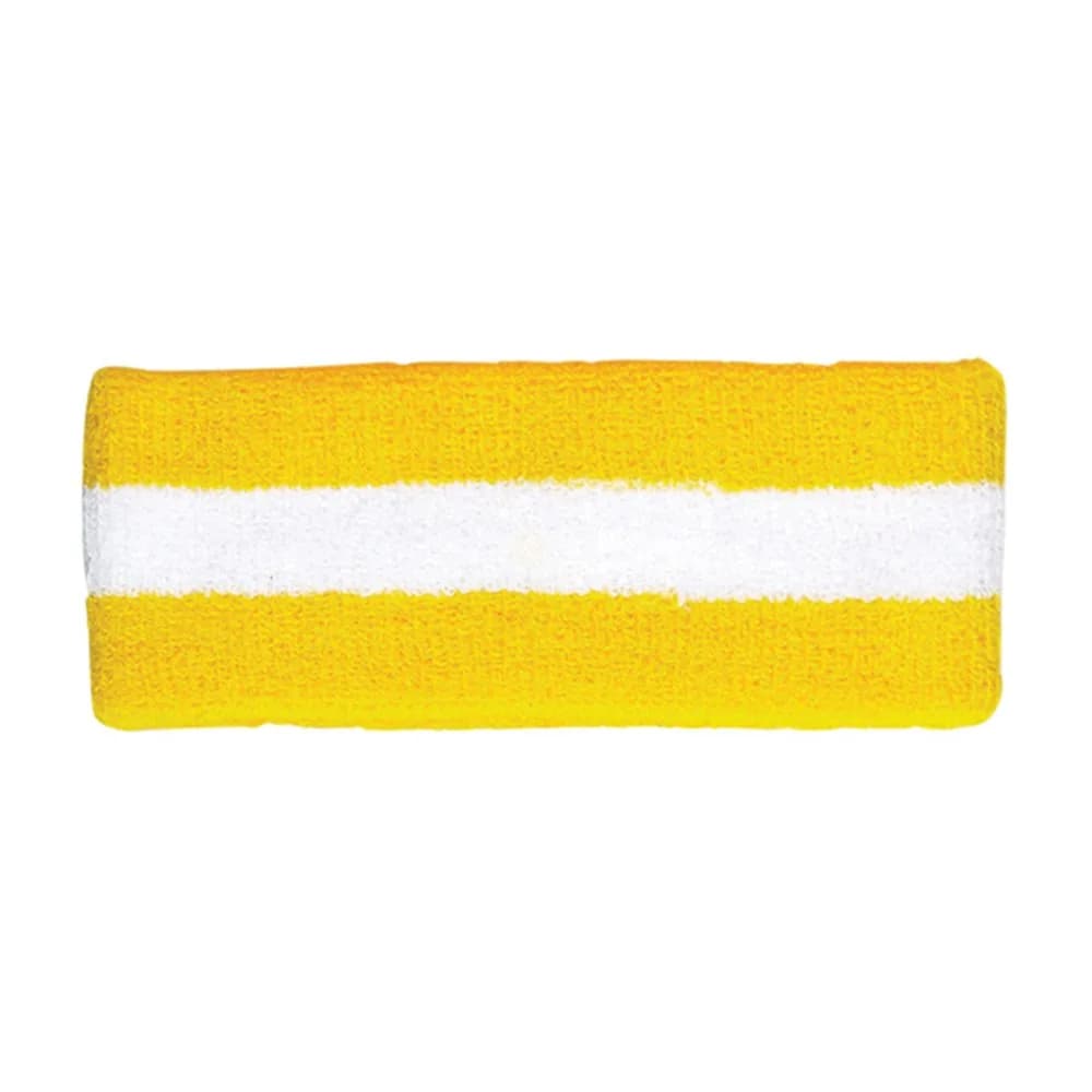 Armycrew Pink White Stripe Sports Headband 5cm (2in) | Sweat-Wicking Terry Cloth for Tennis — YELLOW WHITE / One Size