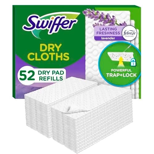 Swiffer Dry Sweeping Cloths Refills, Lavender Scent, 52 Count | Traps & Locks Dirt, Dust, Hair & Allergens thumbnail 1