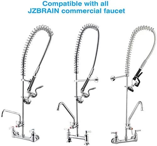 JZBRAIN Commercial Sink Sprayer Pre Rinse Spray Valve 1.42 GPM | High Pressure Dishwash Nozzle with Handle, Chrome Polished (Black) thumbnail 4