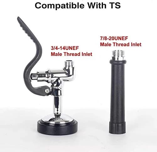 JZBRAIN Commercial Sink Sprayer Pre Rinse Spray Valve 1.42 GPM | High Pressure Dishwash Nozzle with Handle, Chrome Polished (Black) thumbnail 2