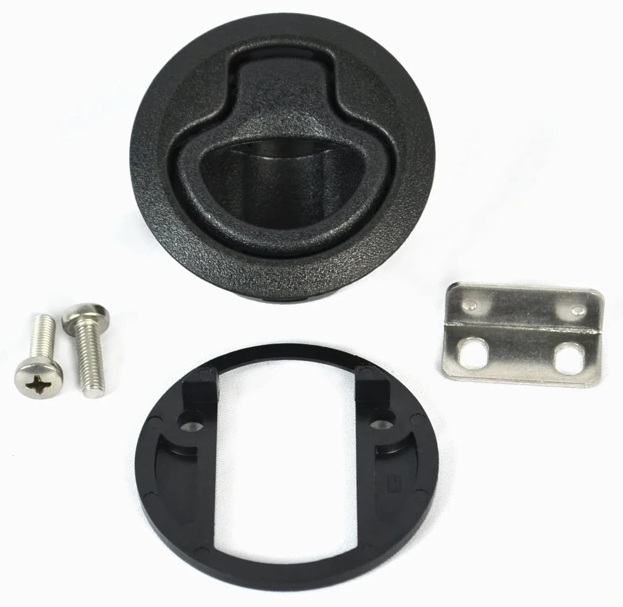Southco M1-63 Flush Pull Latch Non-Locking Black Polycarbonate with Stainless Steel Hardware | Panel Thickness 0.475-0.675 Inches — Pack of 2