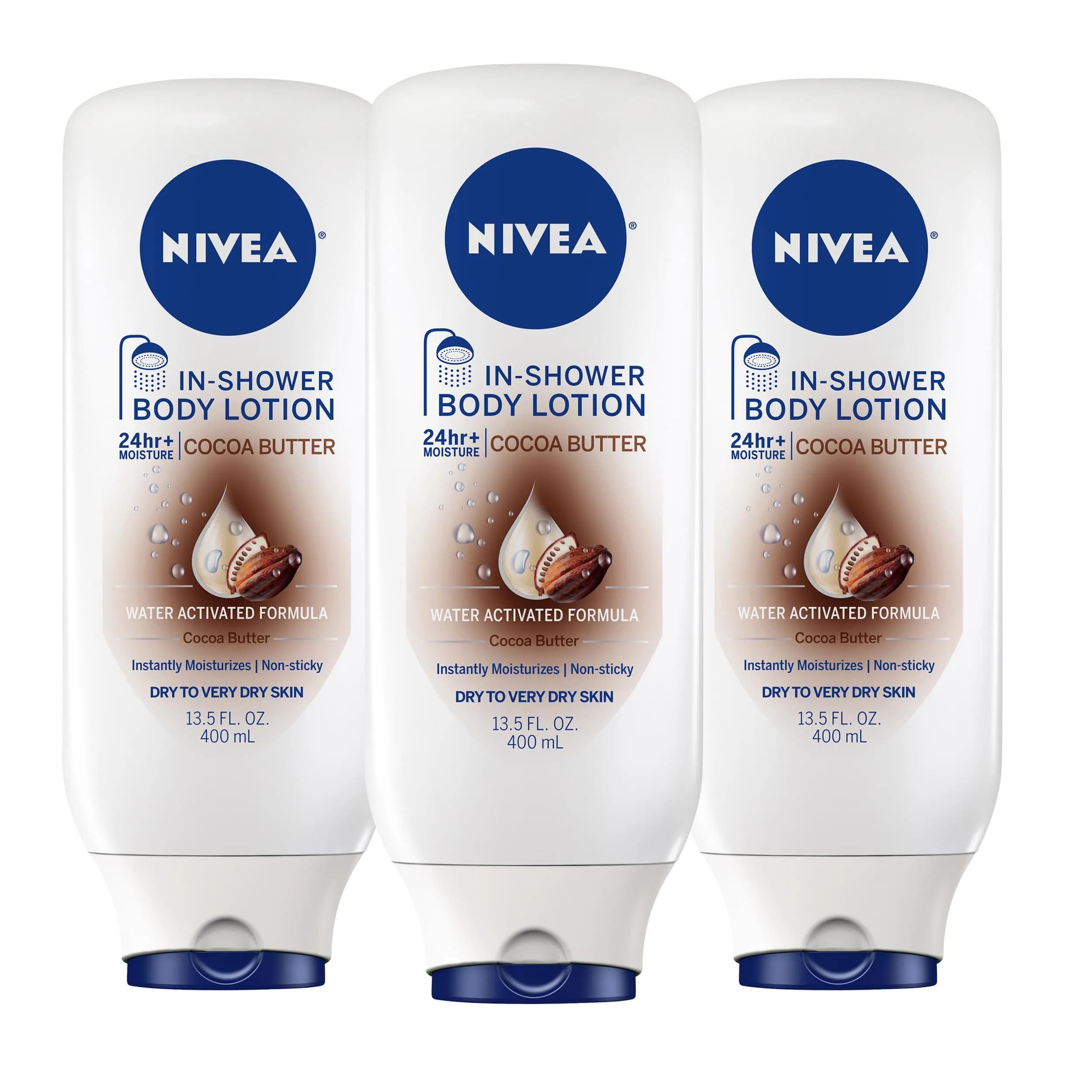 NIVEA Nourishing In Shower Body Lotion Cocoa Butter 405ml (13.5 Fl Oz) Pack of 3 | Moisturizes Instantly for Dry Skin - main product image