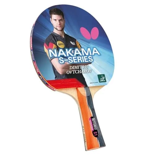 Butterfly Nakama S-1 Table Tennis Racket – Professional ITTF Approved Ping Pong Paddle with Sriver Rubber & Carbon Layers | 2-Pack thumbnail 1